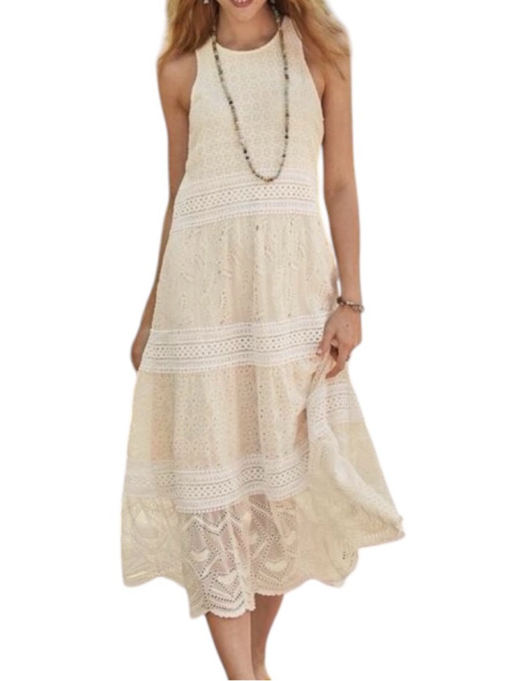 Sundance Cream Lace Midi Dress